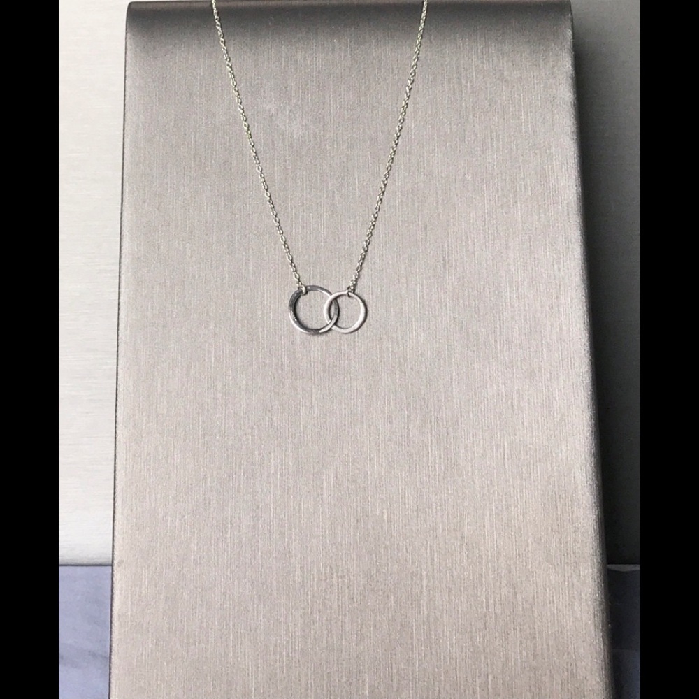 Sterling Silver Necklace Interlocking Circle Pend… - image 1